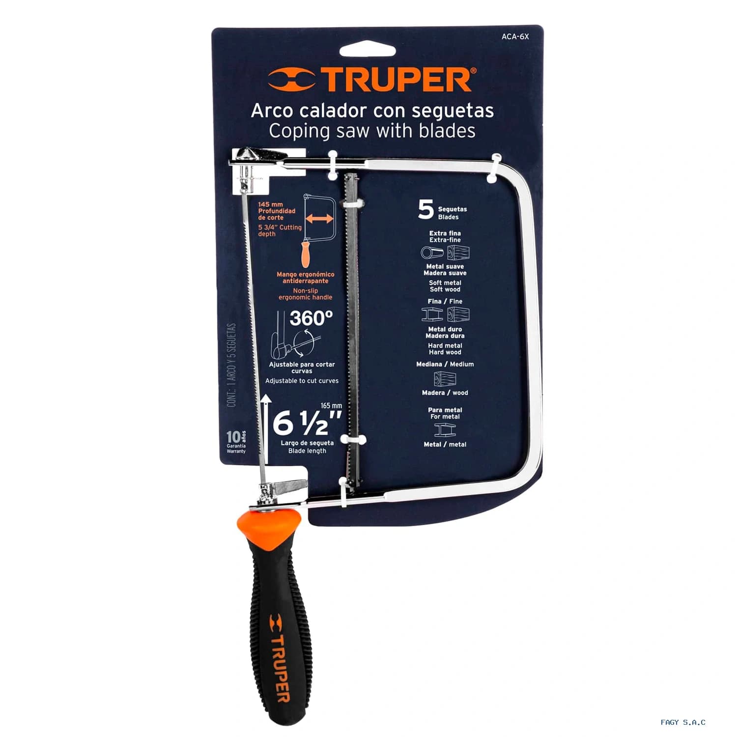 Arco calador con 5 seguetas de 6-1/2", Truper 10221
