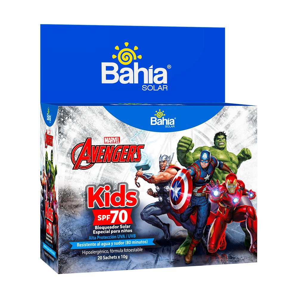 Bloqueador Bahía Avengers Spf 70 – 20 Sachets De 10g