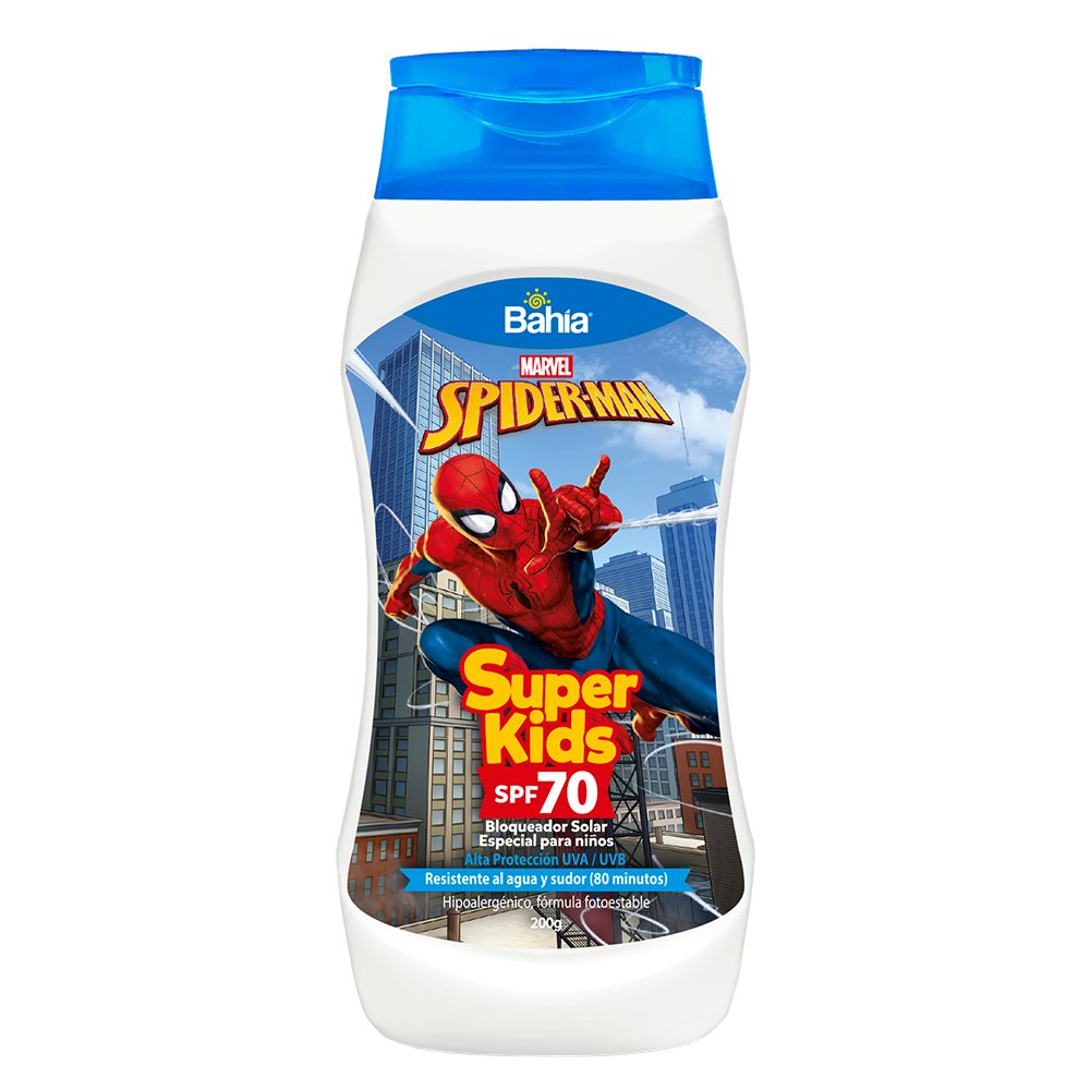 Bloqueador Bahía Super Kids Spiderman Spf 70 X 200g