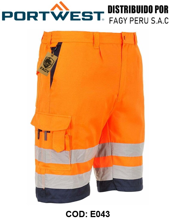 Bermudas de alta visibilidad de polialgodón E043