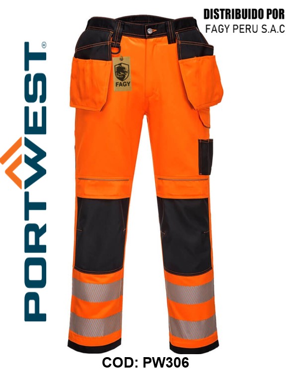 Pantalón elástico de alta visibilidad PW3 con bolsillos de pistolera PW306