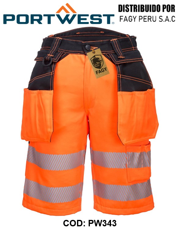 Bermudas de alta visibilidad con bolsillos de pistolera PW343