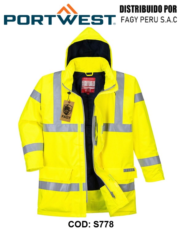 Parka de alta visibilidad, ignífuga y antiestática Bizflame Rain S778