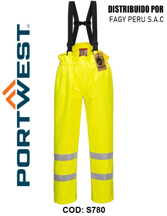 Pantalón de alta visibilidad, ignífugo y antiestático Bizflame Rain sin forro S780