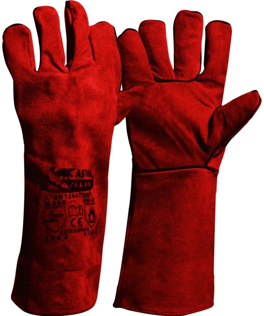 Guante De Cuero Rojo BLAZEFIRE 40CM(16″) Reforzado
