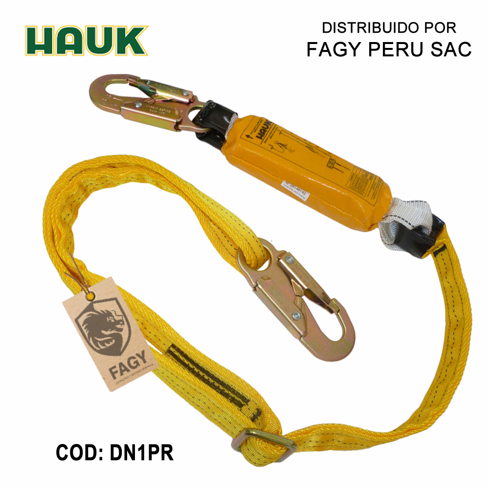 Línea conexión regulable, 1.8m, amortiguador, 2 ganchos 3/4″ HAUK DN1PR