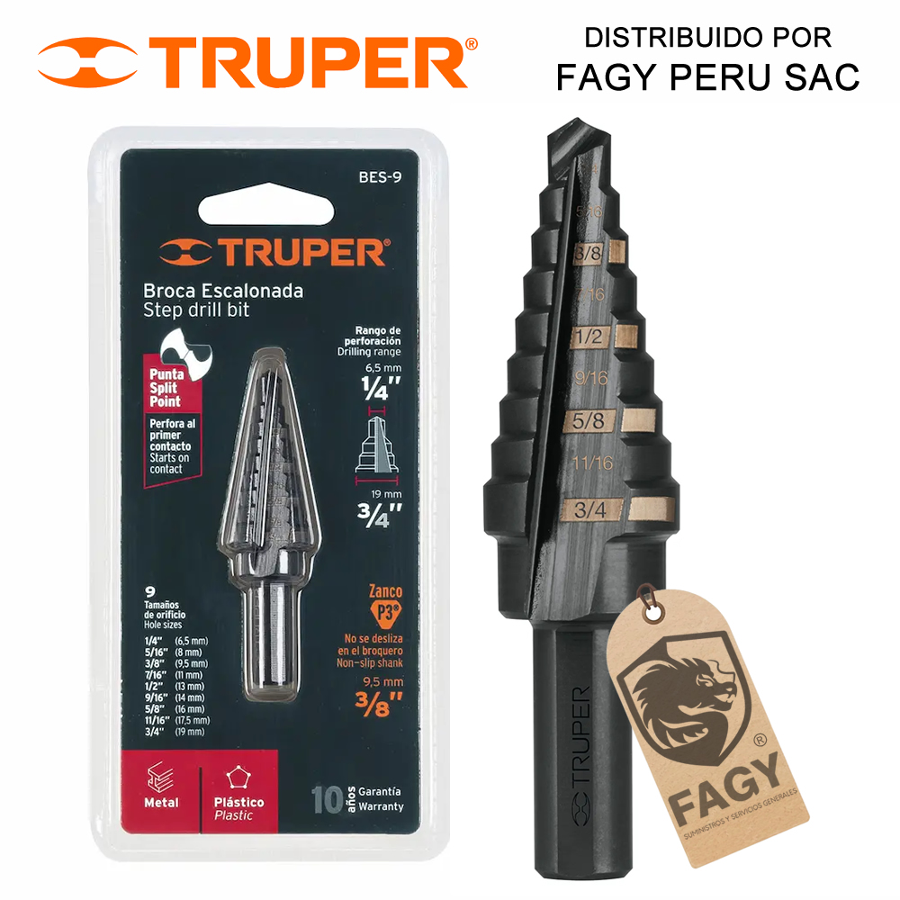 Broca escalonada 1/4″ a 3/4″ Truper 12123