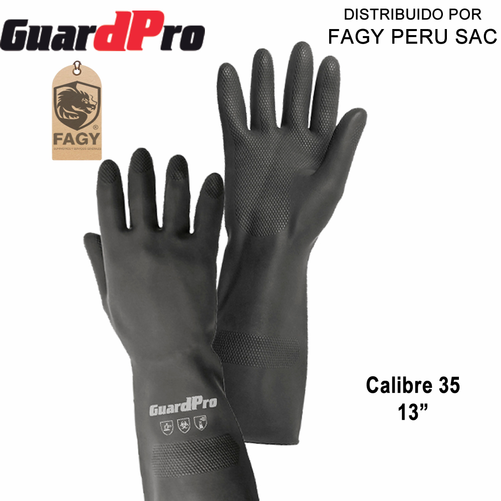 Guante de jebe calibre 35 largo 13″ guardpro