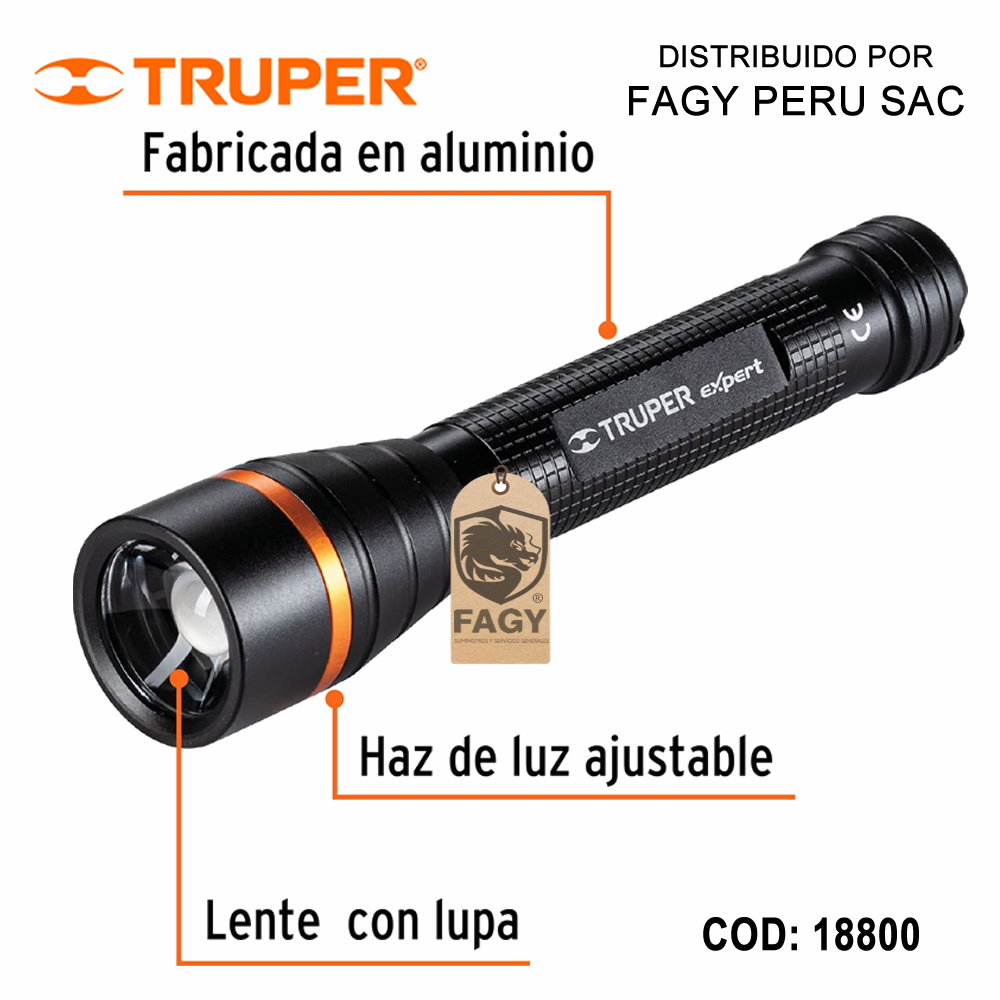 Linterna de aluminio 235 lm a pilas AA truper 18800