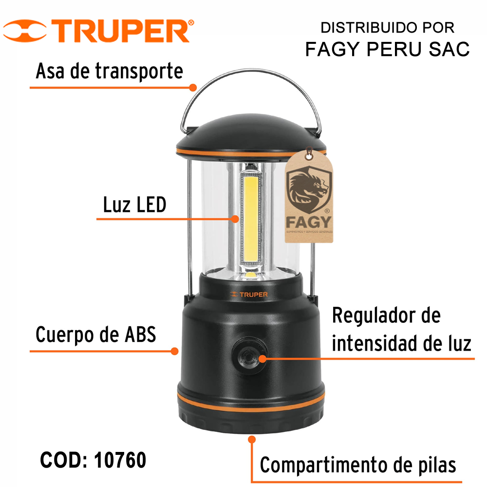 Linterna de campamento a pilas D truper 10760