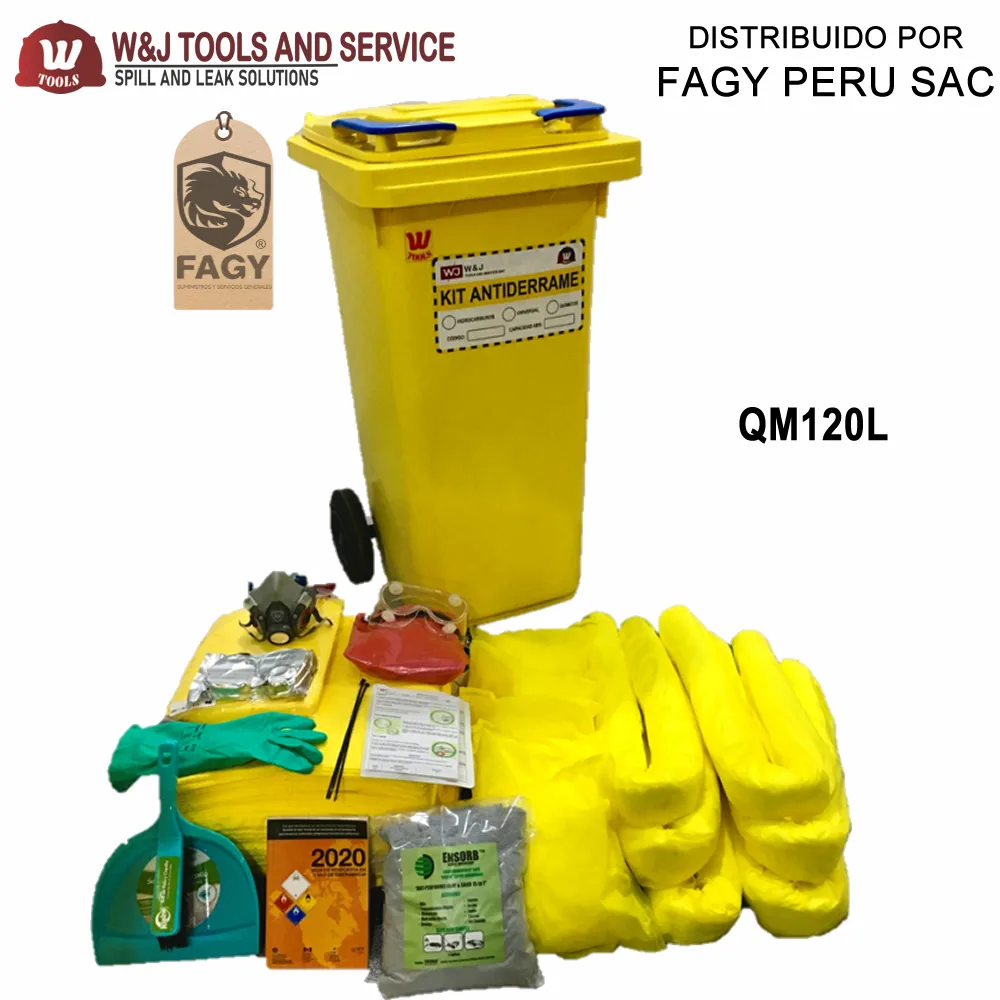 Kit antiderrame químico contenedor 120L