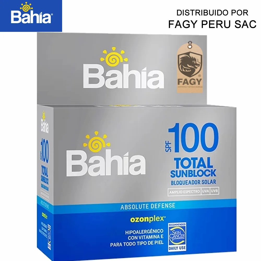 Bloqueador bahia SPF100 caja de 20 sachets de 10gr Total SunBlock