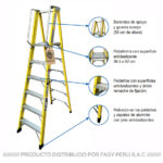 Escalera tijera plataforma fibra de vidrio rhino hoist