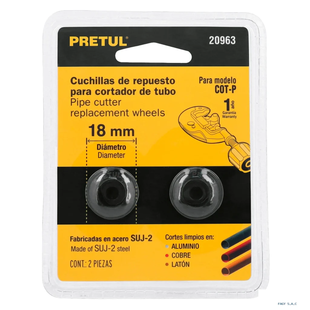 Blíster con 2 cuchillas para cortador de tubo COT-P, Pretul 20963