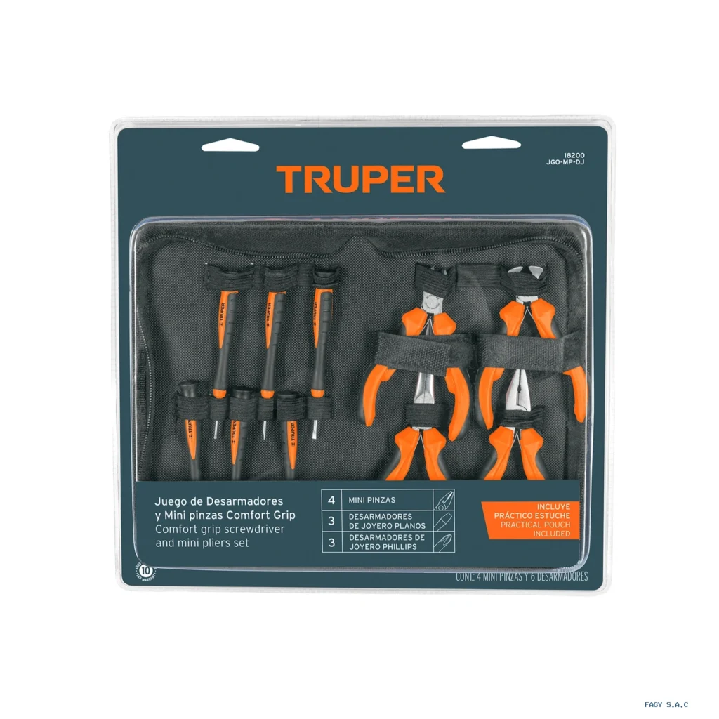 Juego 6 desarmadores de joyero y 4  mini alicates/pinzas Comfort Grip 18200