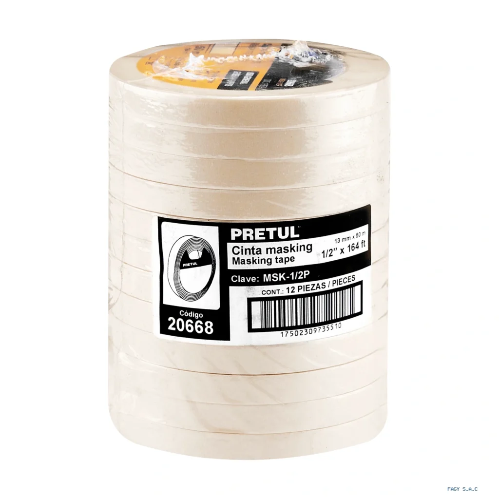 Cinta masking tape de 1/2" x 50 m, Pretul 20668
