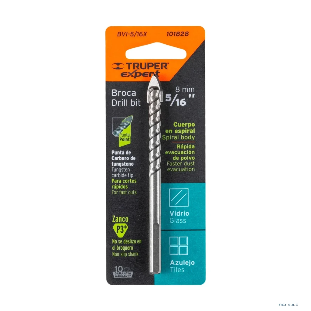 Broca para vidrio y azulejo 5/16", Truper Expert 101828