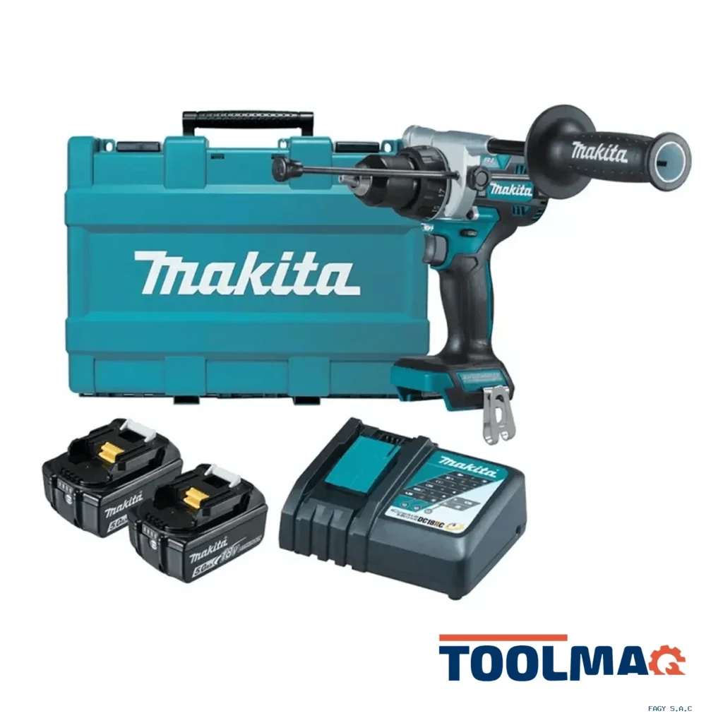 Taladro Percutor 1/2" 18V LXT BL 125Nm 2 Bat 5.0 Ah Makita DHP486RTE