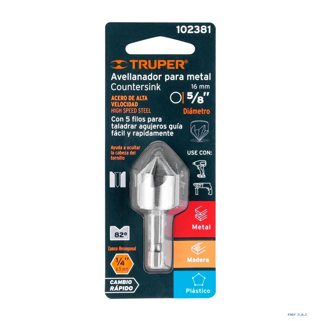 Avellanador HSS cambio rápido 5/8", Truper 102381