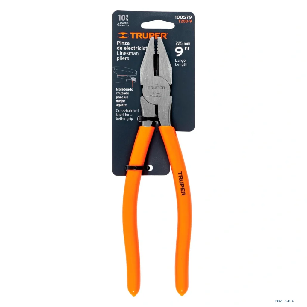Alicate pinza para electricista 9" mango de PVC, Truper 100579