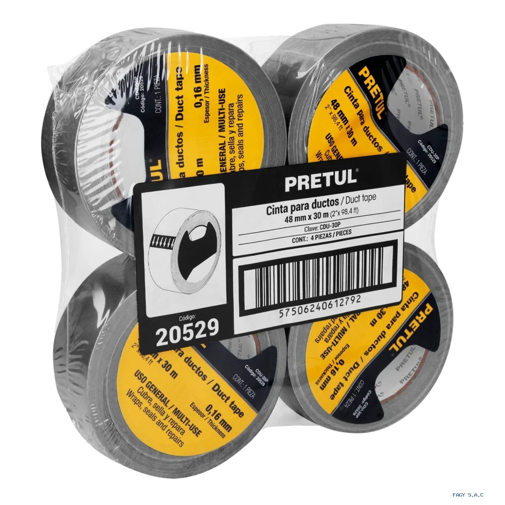 Cinta de 30 m para ducto, espesor 0.16 mm, Pretul 20529