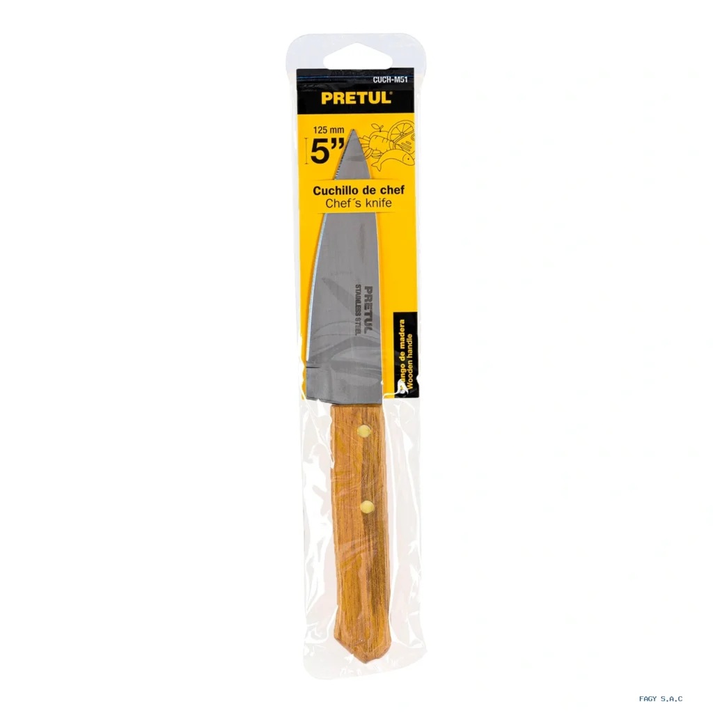 Cuchillo de chef 5" mango de madera, Pretul 23079