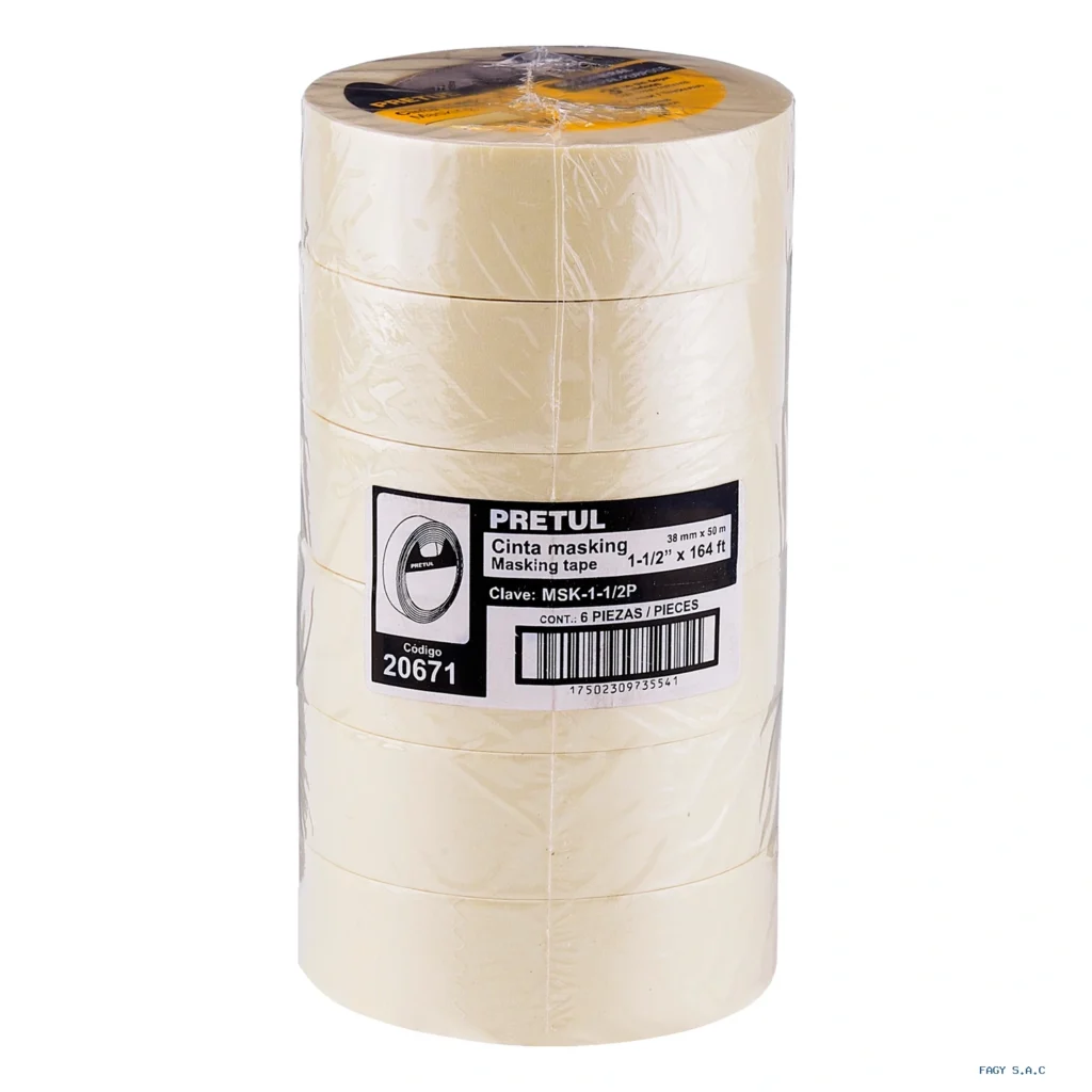 Cinta masking tape de 1-1/2" x 50 m, Pretul 20671
