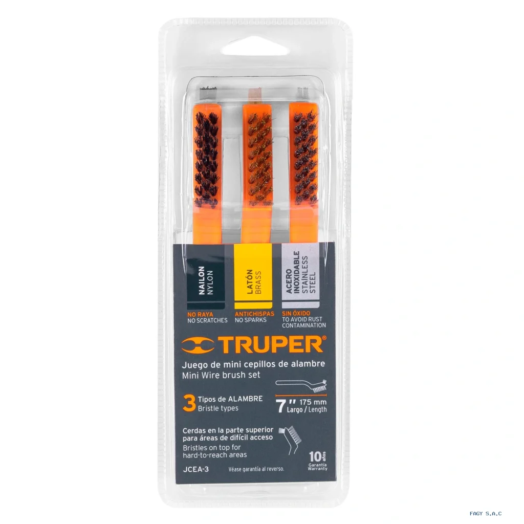 Juego de 3 mini cepillos de alambre 28 pinceles, Truper 10652