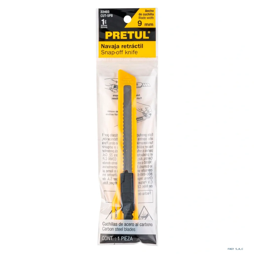 Cutter 9 mm plástico Pretul 22403