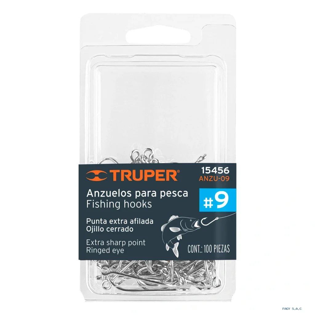 Blíster con 100 anzuelos para pesca # 9, Truper 15456