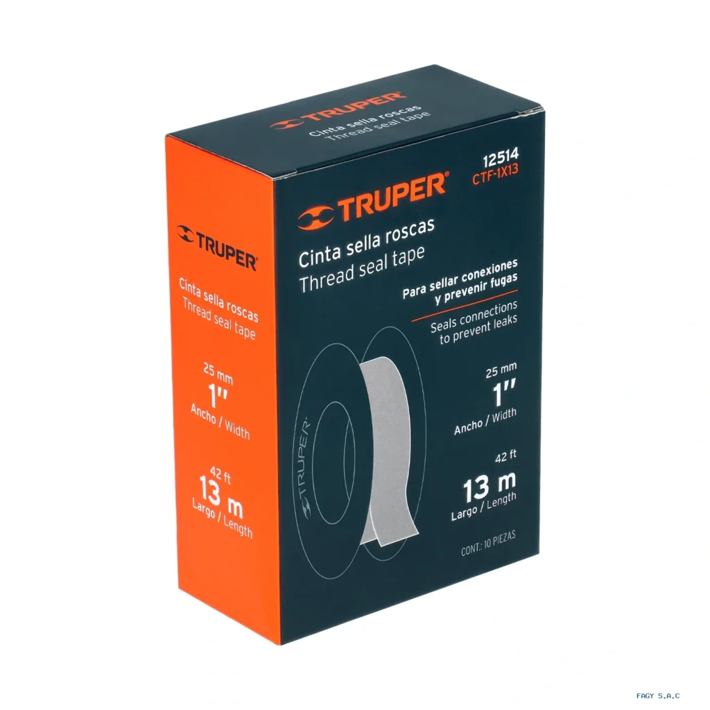 Cinta sella roscas 1" x 13m, uso general, TRUPER 12514