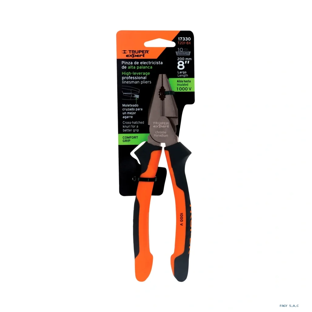 Alicate pinza para electricista 8" alta palanca,Comfort Grip,Expert 17330