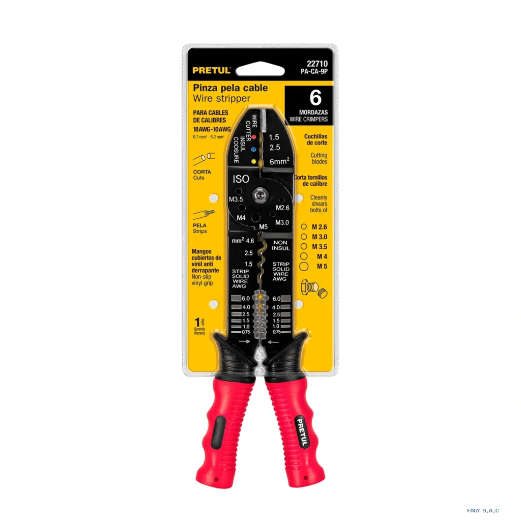 Alicate pinza 9" pela cables, 18 a 10 AWG,  PRETUL 22710