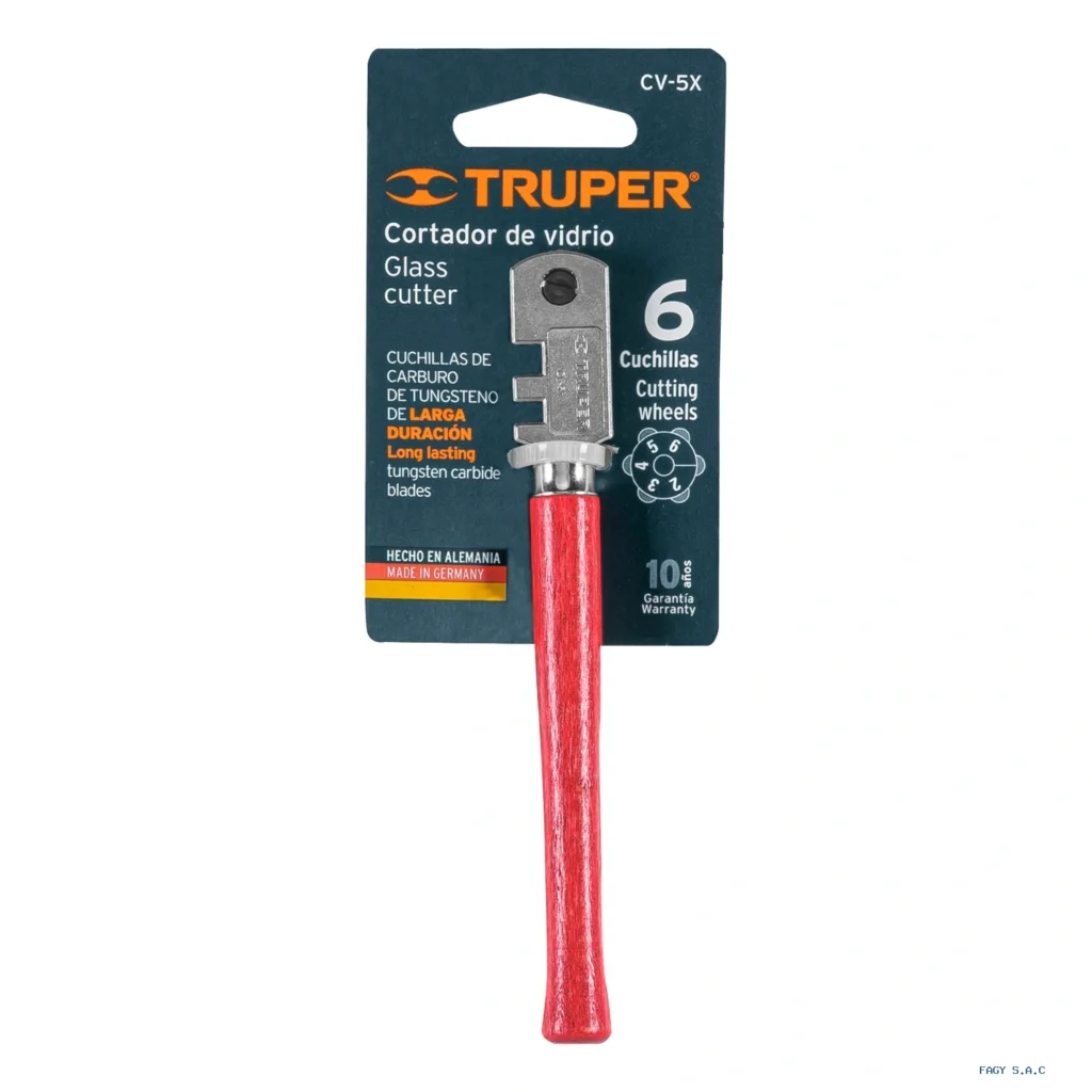 Cortador de vidrio 5" con 6 cuchillas, Truper 12954